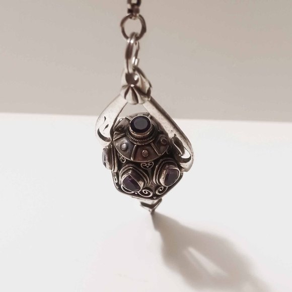 Large Lemurian Quartz Crystal Teardrop Amethyst Pendulum Necklace - Picture 4 of 9